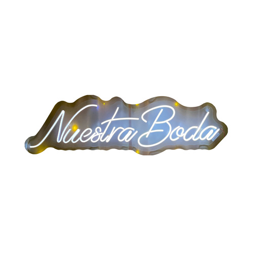 Letrero Led Neón Nuestra Boda Decorativo Luminoso Fiesta
