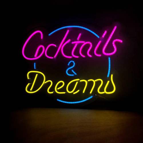 Foto 3 pulgar | Letrero Led Neón Cocktails And Dreams Negocio Luminoso