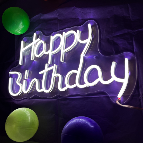 Foto 4 pulgar | Letrero Led Neón Happy Birthday Decoración Luminosa Evento Cumpleaños 40x21