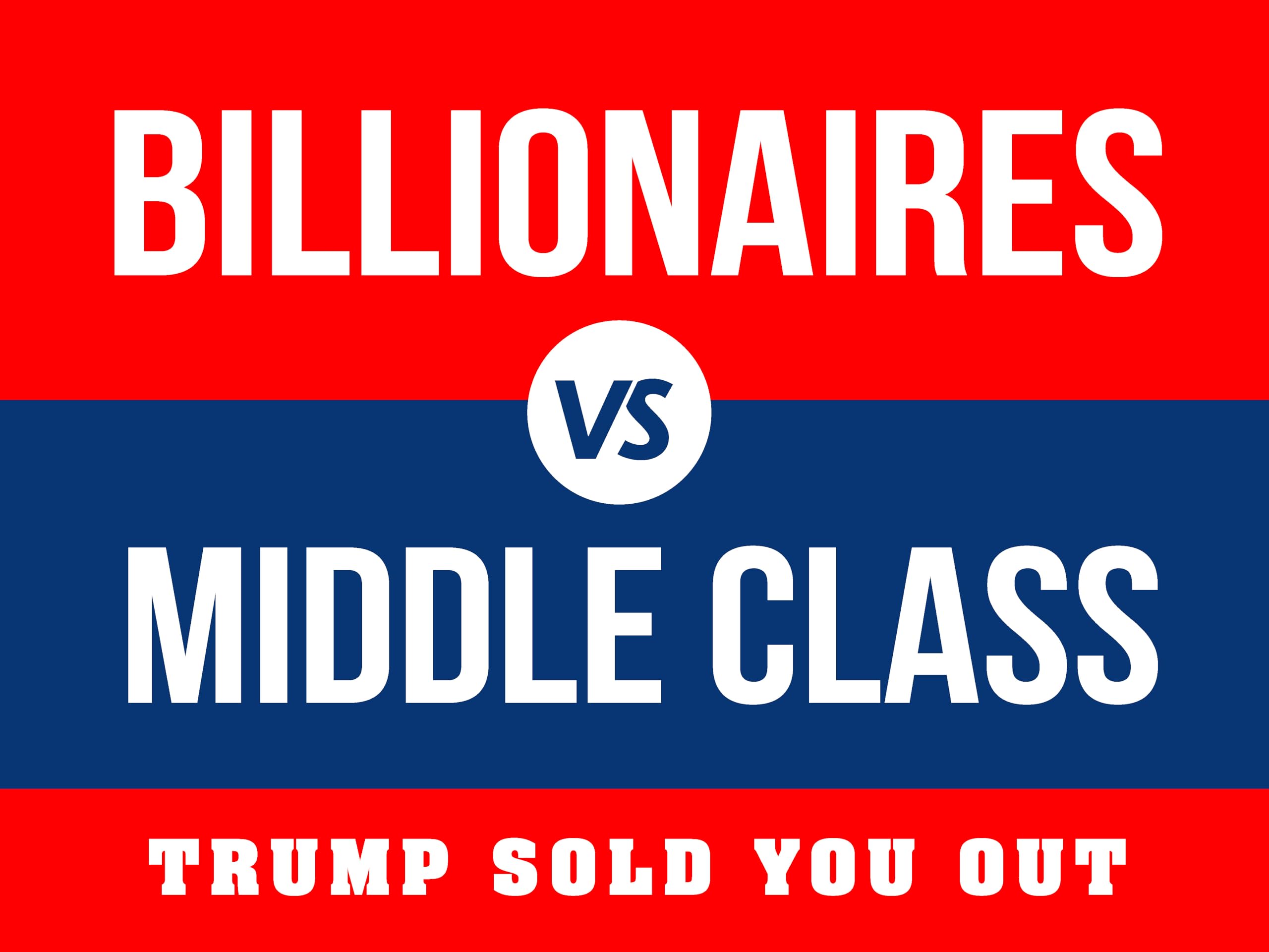 Letrero De Patio De «multimillonarios Contra La Clase Media Contra Trump», 45 X 60 Cm - Venta Internacional.