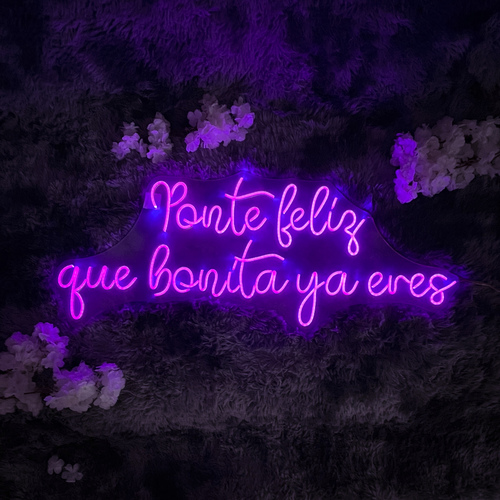 Foto 3 pulgar | Letrero Led Neón Ponte Feliz Que Bonita Ya Eres Luminoso Decorativo