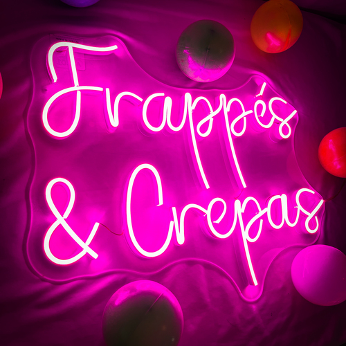 Foto 4 pulgar | Letrero Led Neón Frappes & Crepas Negocio Decorativo Postres