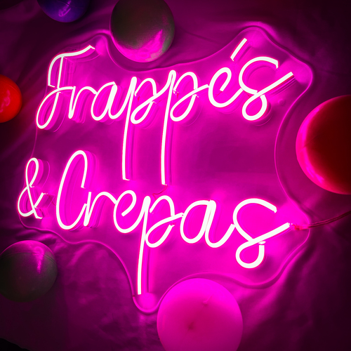 Foto 5 pulgar | Letrero Led Neón Frappes & Crepas Negocio Decorativo Postres