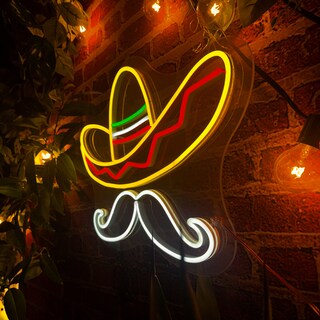 Foto 4 | Letrero Led Neón Bigote Sombrero Mexicano Fiestas Patrias Decorativo