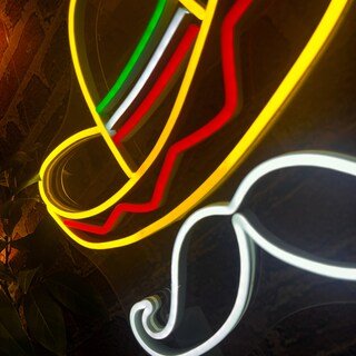 Foto 5 | Letrero Led Neón Bigote Sombrero Mexicano Fiestas Patrias Decorativo