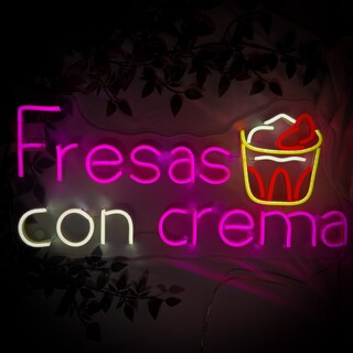 Foto 2 | Letrero Led Neón Fresas Con Crema Luminoso Decorativo Postre Negocio