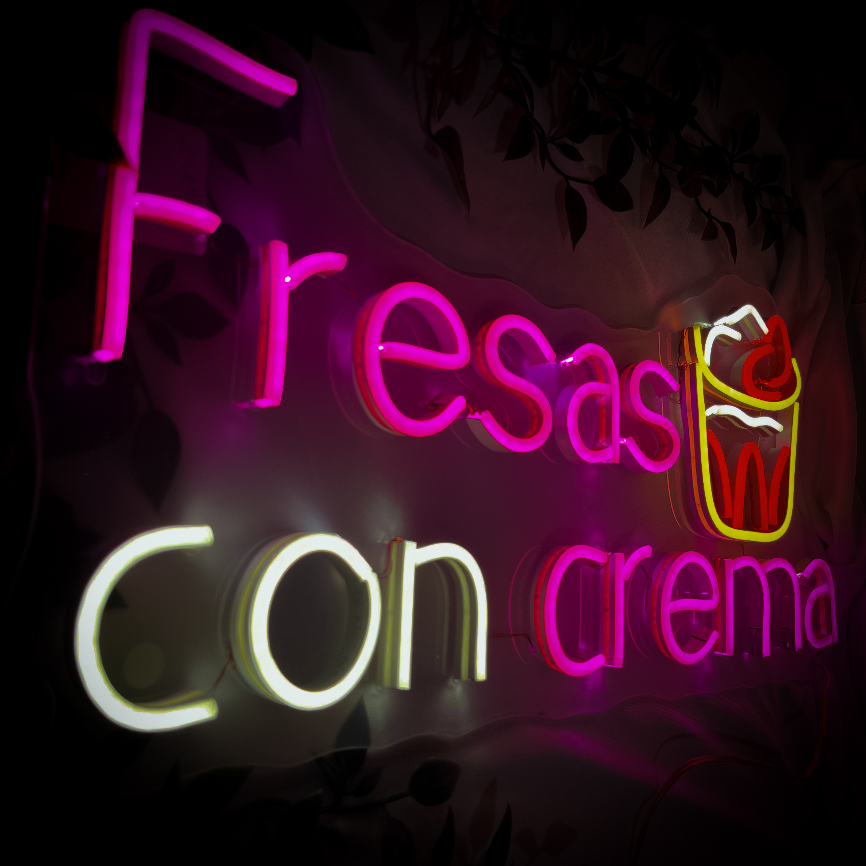 Foto 4 pulgar | Letrero Led Neón Fresas Con Crema Luminoso Decorativo Postre Negocio