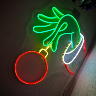 Foto 4 | Letrero Led Neón Mano Grinch Navidad Decorativo Luminoso