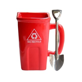 Foto 1 | Taza de Cerámica HappyWare Cubo para Basura Reciclable color Rojo