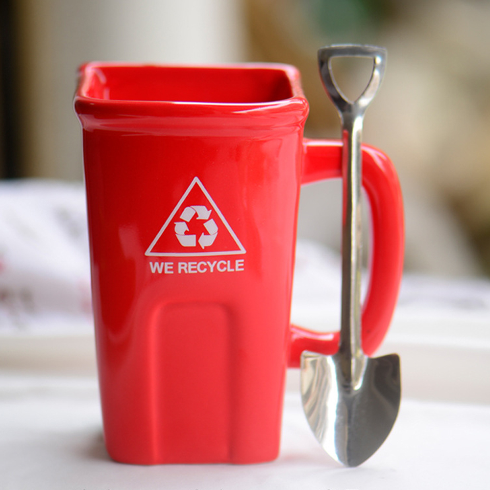 Foto 3 | Taza de Cerámica HappyWare Cubo para Basura Reciclable color Rojo
