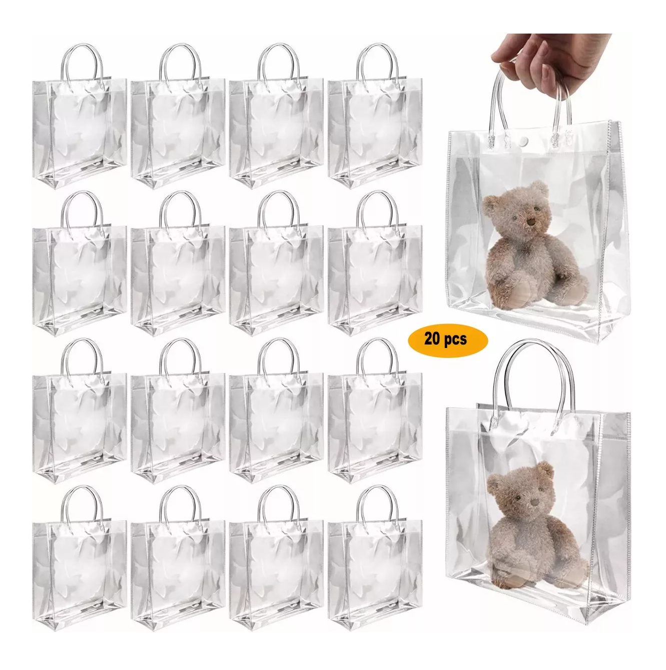 Foto 3 pulgar | Bolsa de Regalo con Asa para Boda Bautizo o Recuerdos 20 PZAS Transparentes
