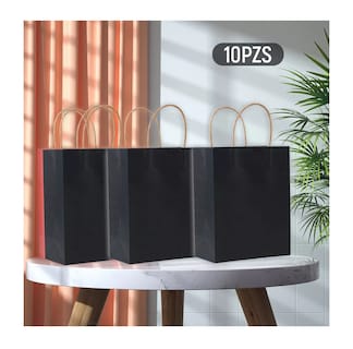 Foto 5 | Bolsas de Regalo Negras Papel Kraft Bolsas de Dulces Ecológicas 10 PZAS