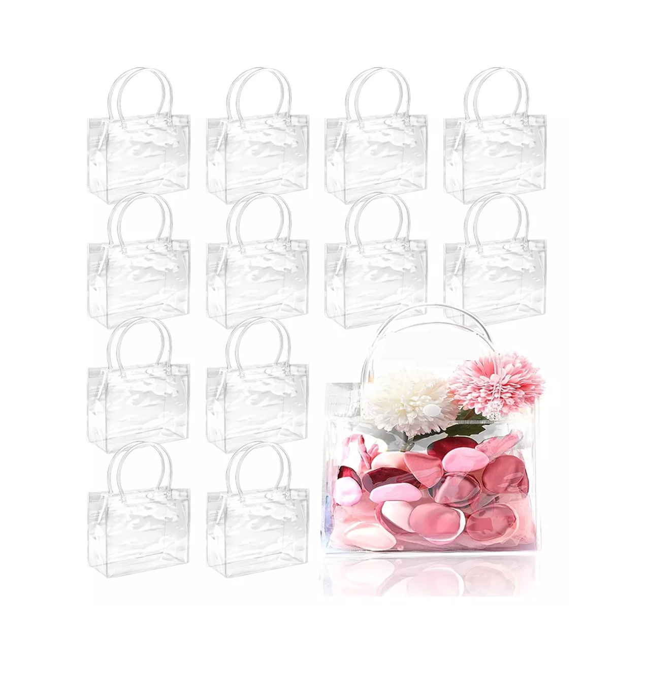 Foto 2 pulgar | 25 Pcs Bolsas De Regalo Recuerdo De Pvc Transparente Con Asa