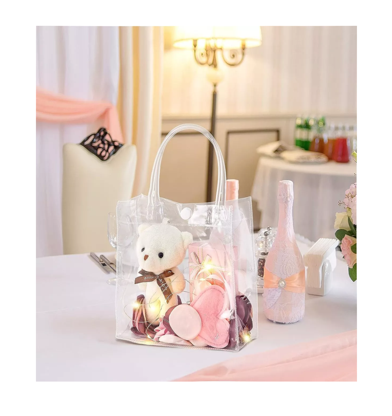 Foto 4 pulgar | 25 Pcs Bolsas De Regalo Recuerdo De Pvc Transparente Con Asa