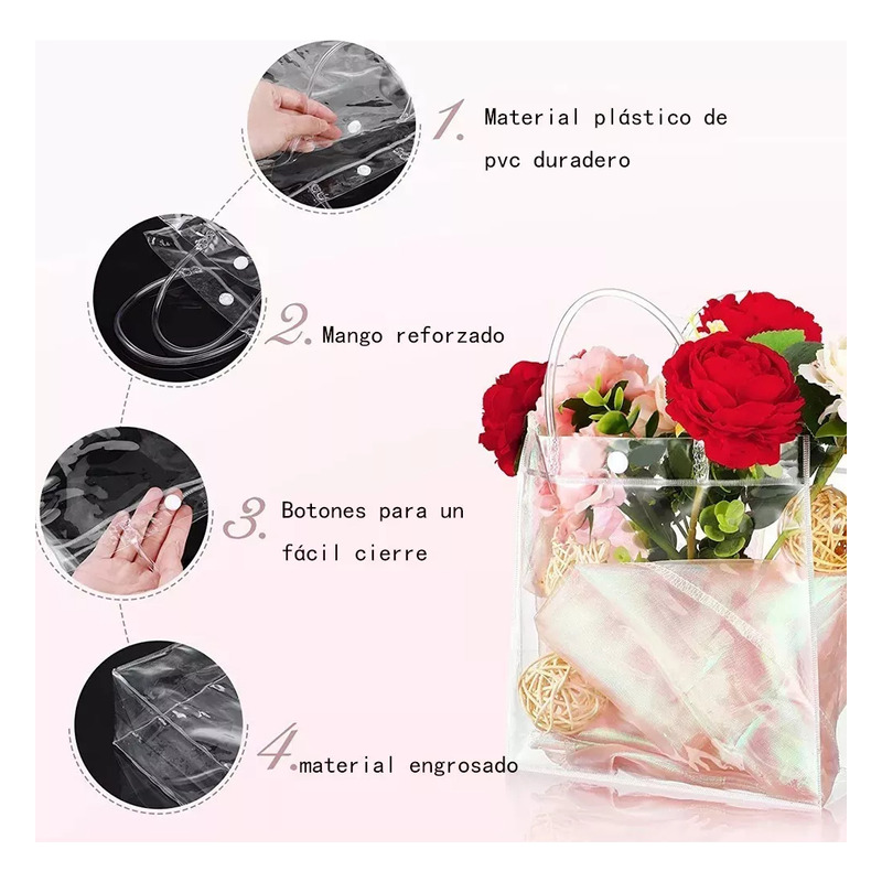 Foto 4 pulgar | Bolsas De Regalo Reutilizables De Plástico Pvc 30 Unidades Transparentes - Venta Internacional.