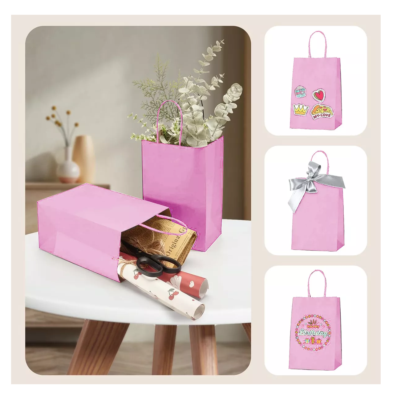 Foto 3 pulgar | Bolsas De Regalo Papel Kraft Bolsas De Dulces Ecológicas 20 Pcs Violeta