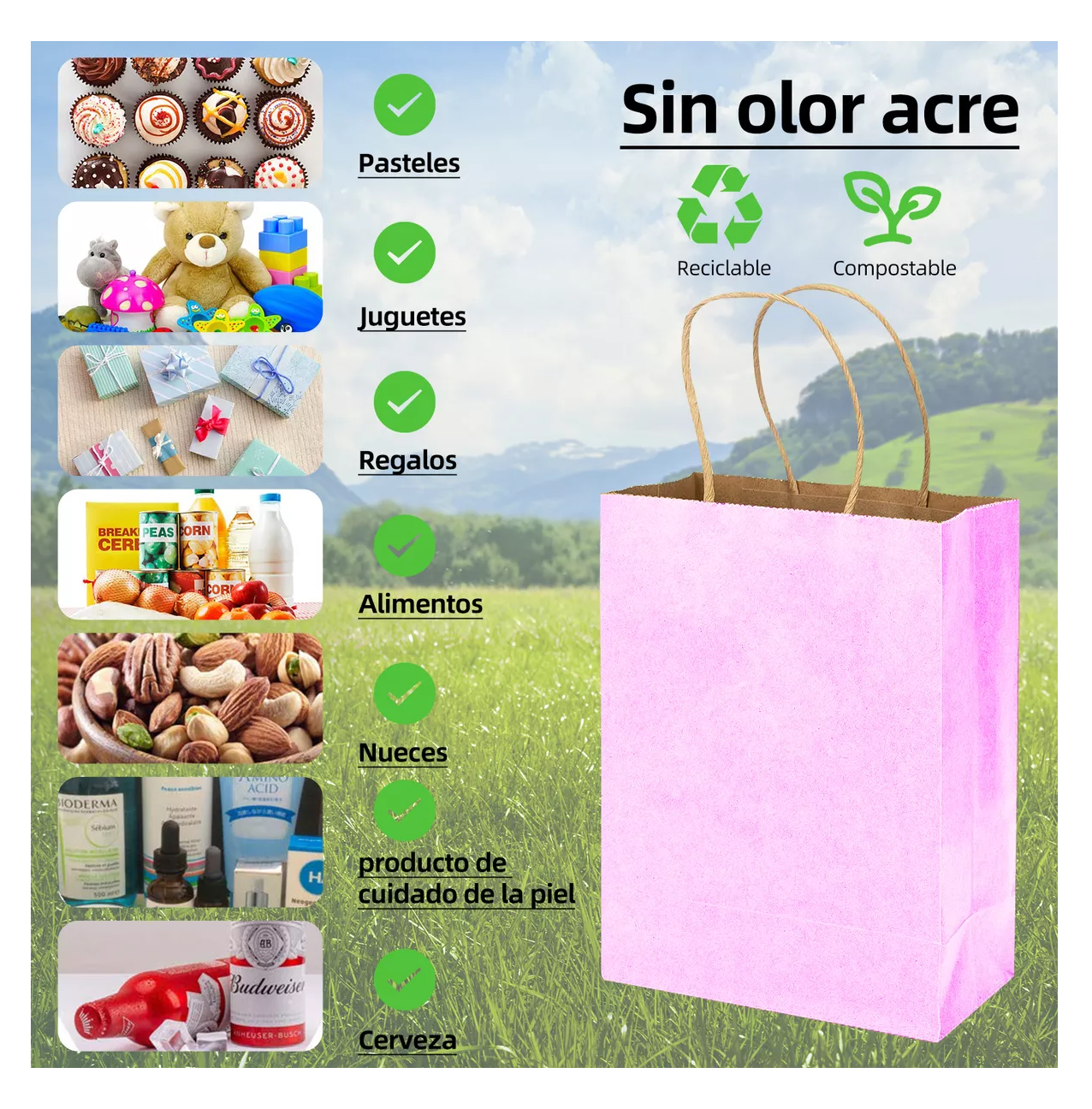 Foto 5 pulgar | Bolsas De Regalo Papel Kraft Bolsas De Dulces Ecológicas 20 Pcs Violeta