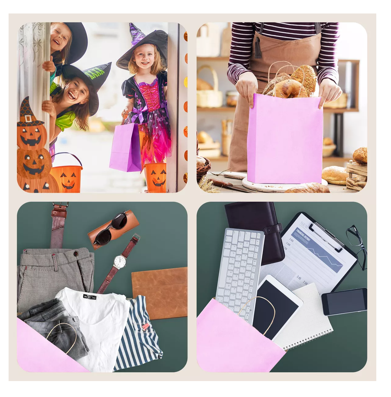 Foto 6 pulgar | Bolsas De Regalo Papel Kraft Bolsas De Dulces Ecológicas 20 Pcs Violeta