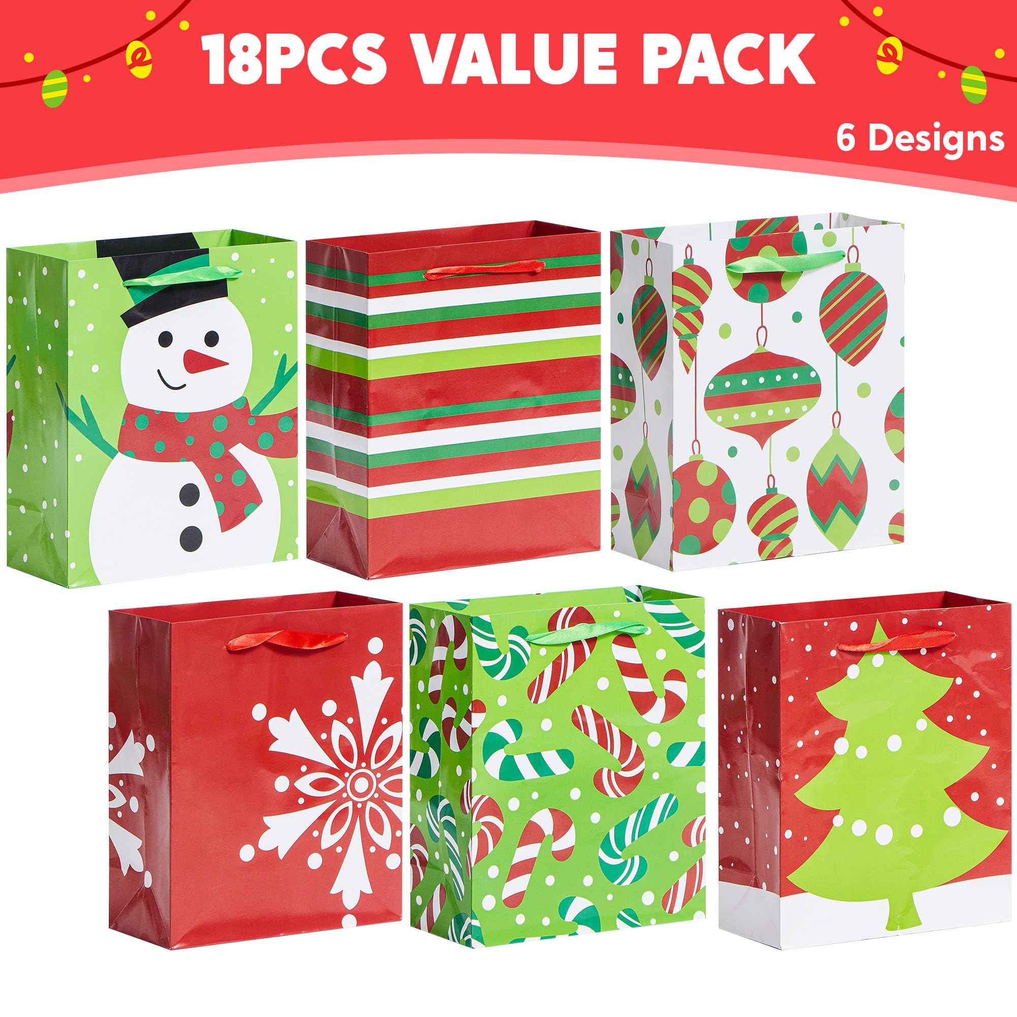 Foto 2 | Bolsas De Papel Navideñas Joyin, 18 Unidades, Para Regalo, 9 X 3.5 X 7.3 Pulgadas - Venta Internacional.