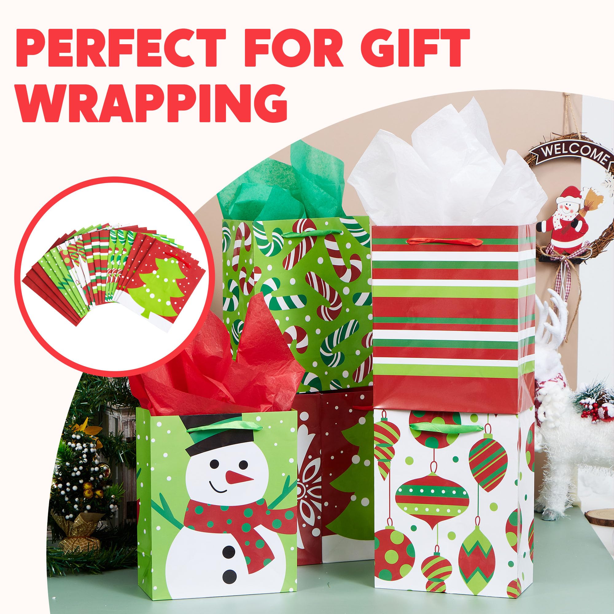 Foto 5 pulgar | Bolsas De Papel Navideñas Joyin, 18 Unidades, Para Regalo, 9 X 3.5 X 7.3 Pulgadas - Venta Internacional.