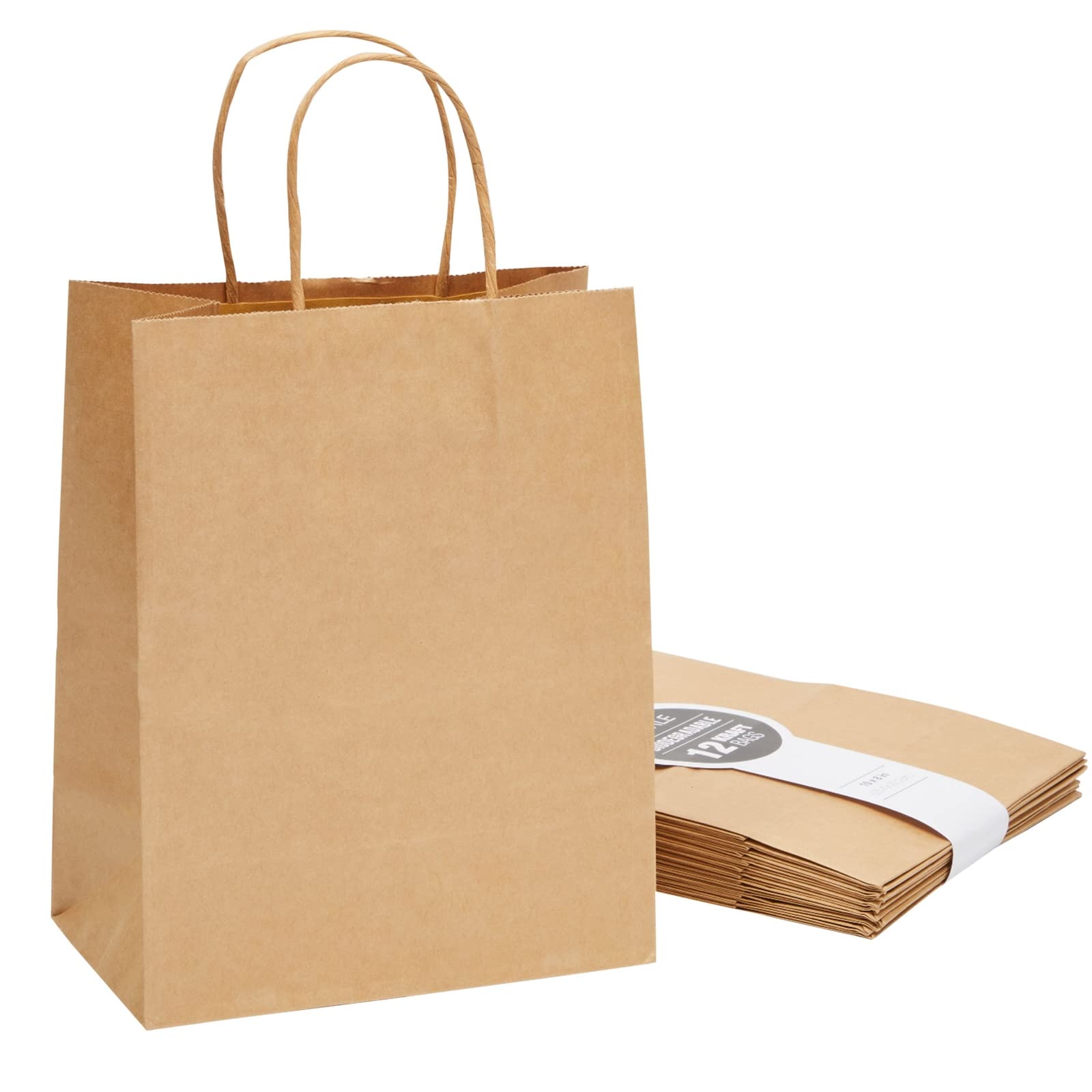 Bolsas De Papel Juvale, Tamaño Mediano, 12 Unidades, Con Asas, 20 X 12 X 25 Cm, Color Marrón - Venta Internacional.