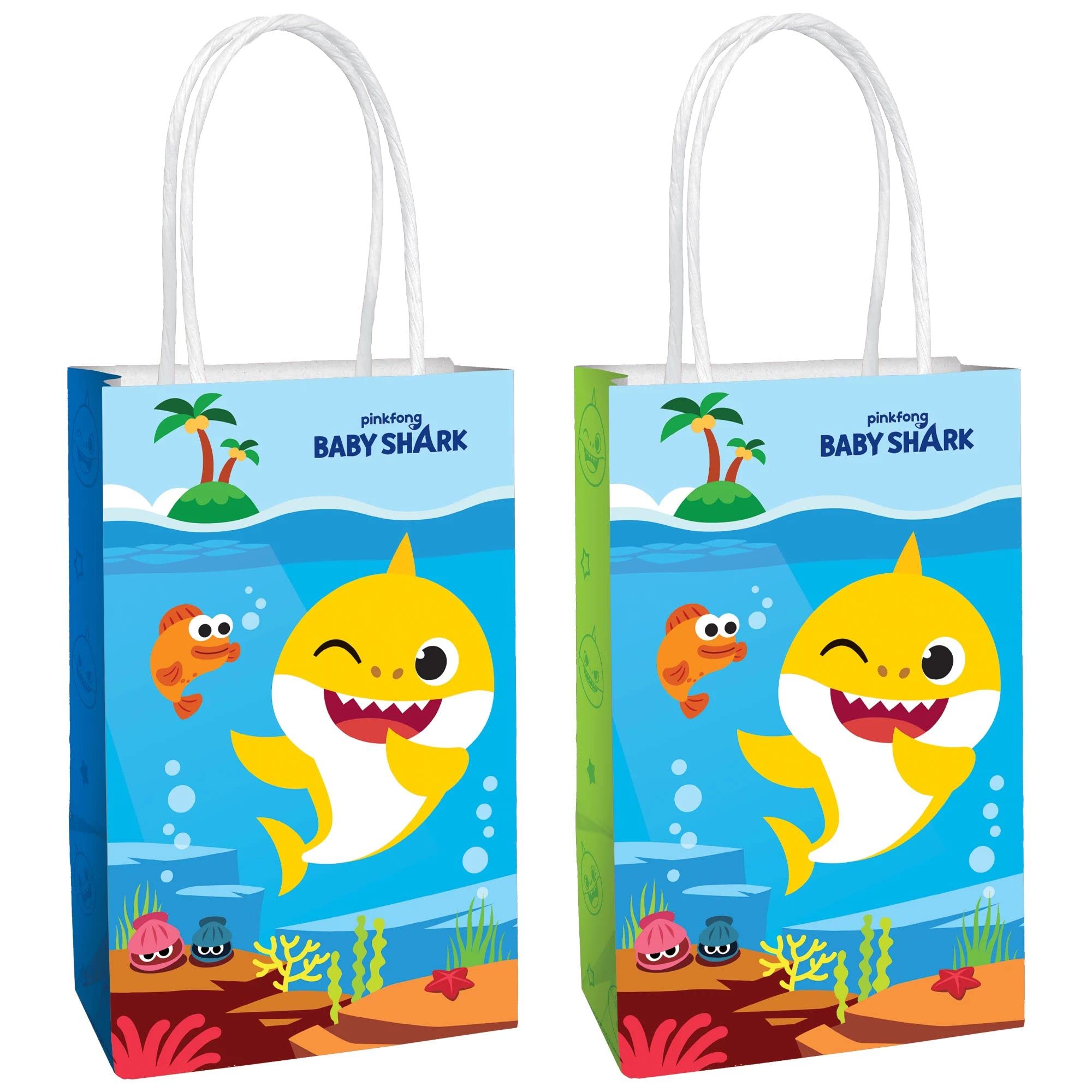 Foto 1 | Bolsas De Papel Kraft Amscan Baby Shark, 8 Piezas, 14 X 21,5 X 8,5 Cm - Venta Internacional.