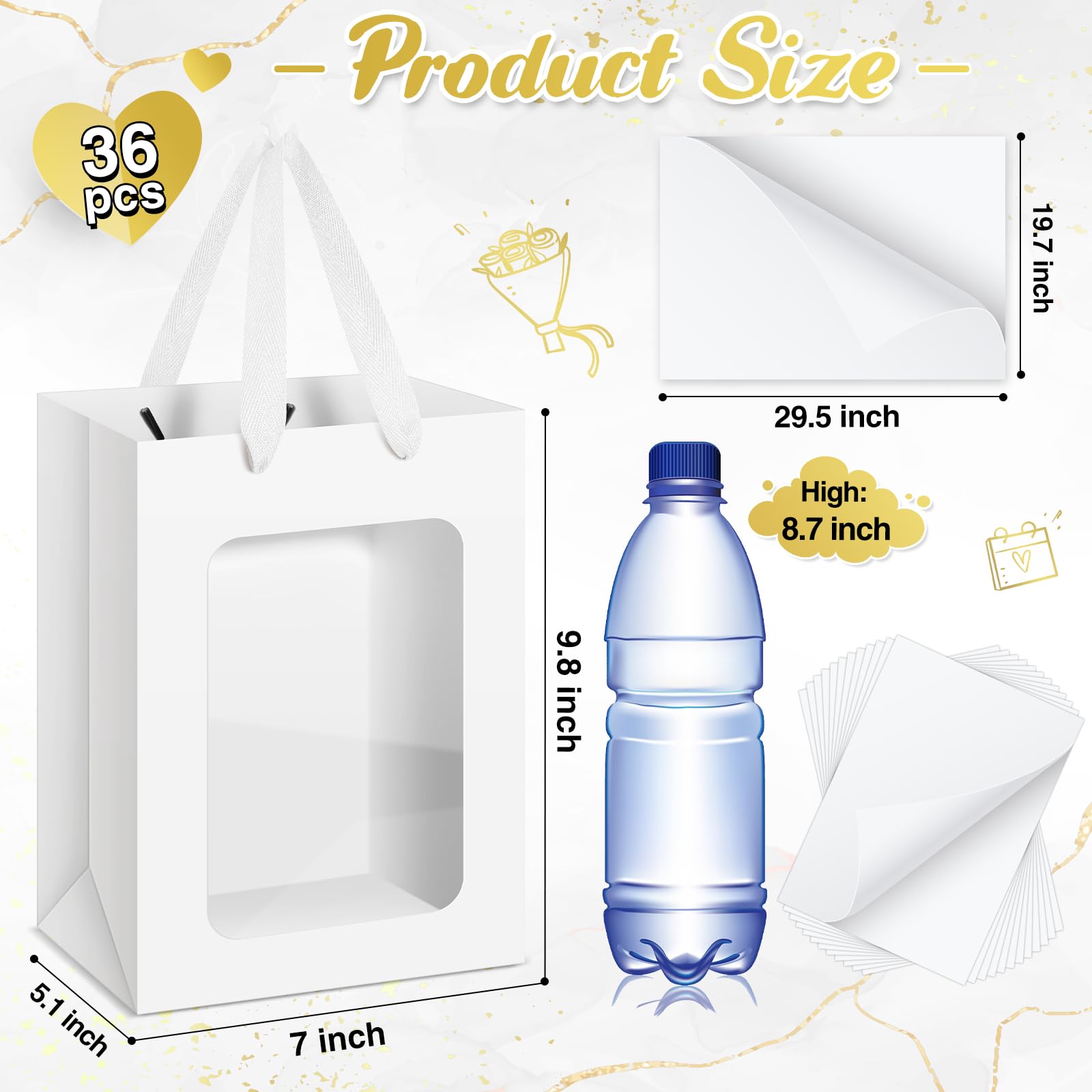 Foto 3 pulgar | Bolsas de Regalo Zhanmai 36 Piezas con Ventana Transparente- Venta Internacional