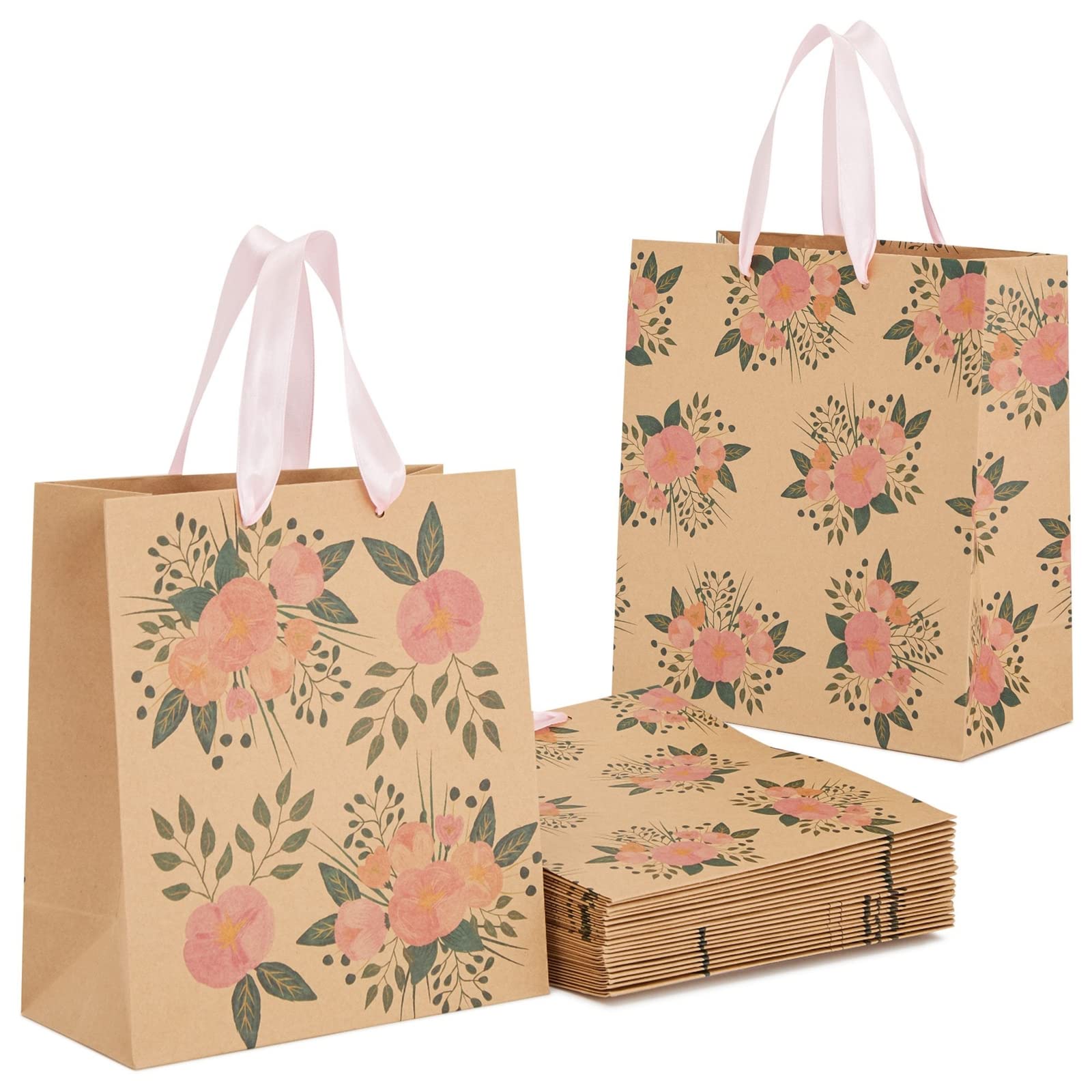 Bolsas para Regalo Juvale Kraft de Papel Floral 24 Piezas - Venta Internacional $639