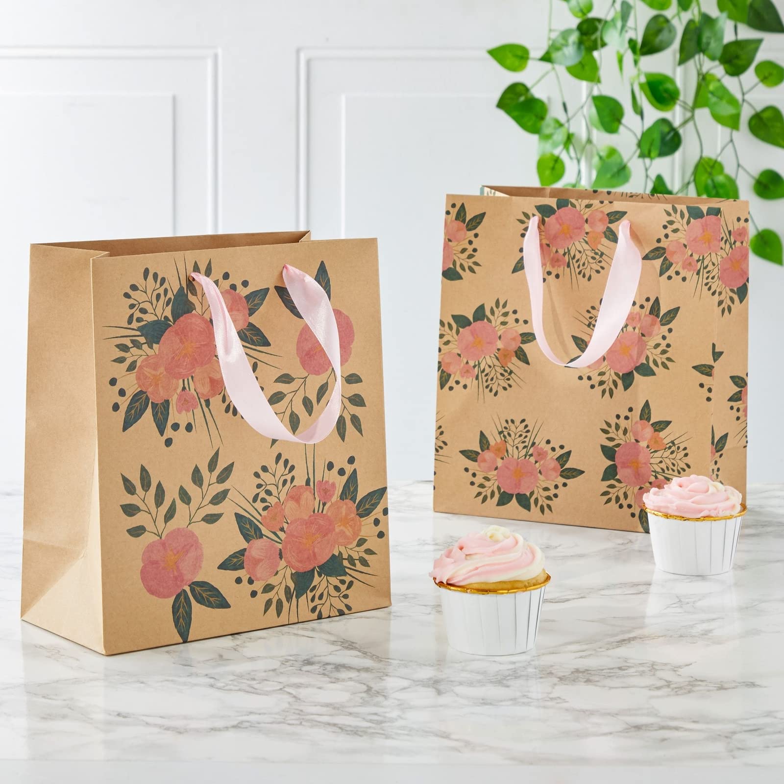 Foto 4 pulgar | Bolsas para Regalo Juvale Kraft de Papel Floral 24 Piezas - Venta Internacional