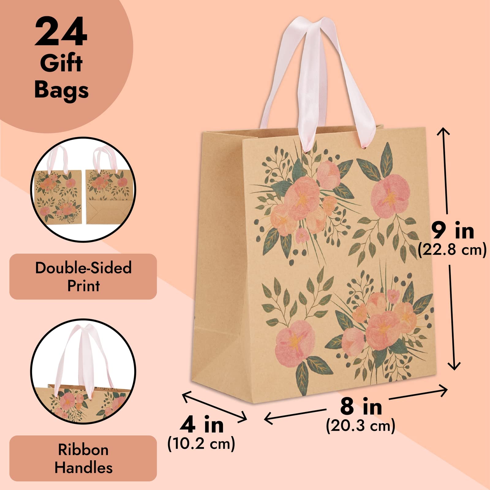 Foto 5 pulgar | Bolsas para Regalo Juvale Kraft de Papel Floral 24 Piezas - Venta Internacional