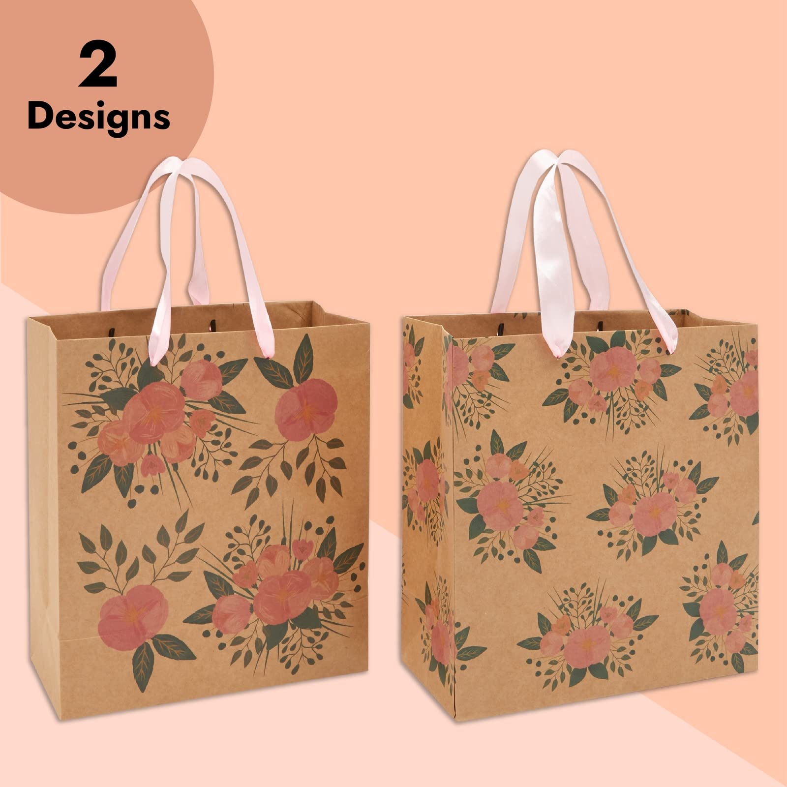 Foto 5 | Bolsas para Regalo Juvale Kraft de Papel Floral 24 Piezas - Venta Internacional