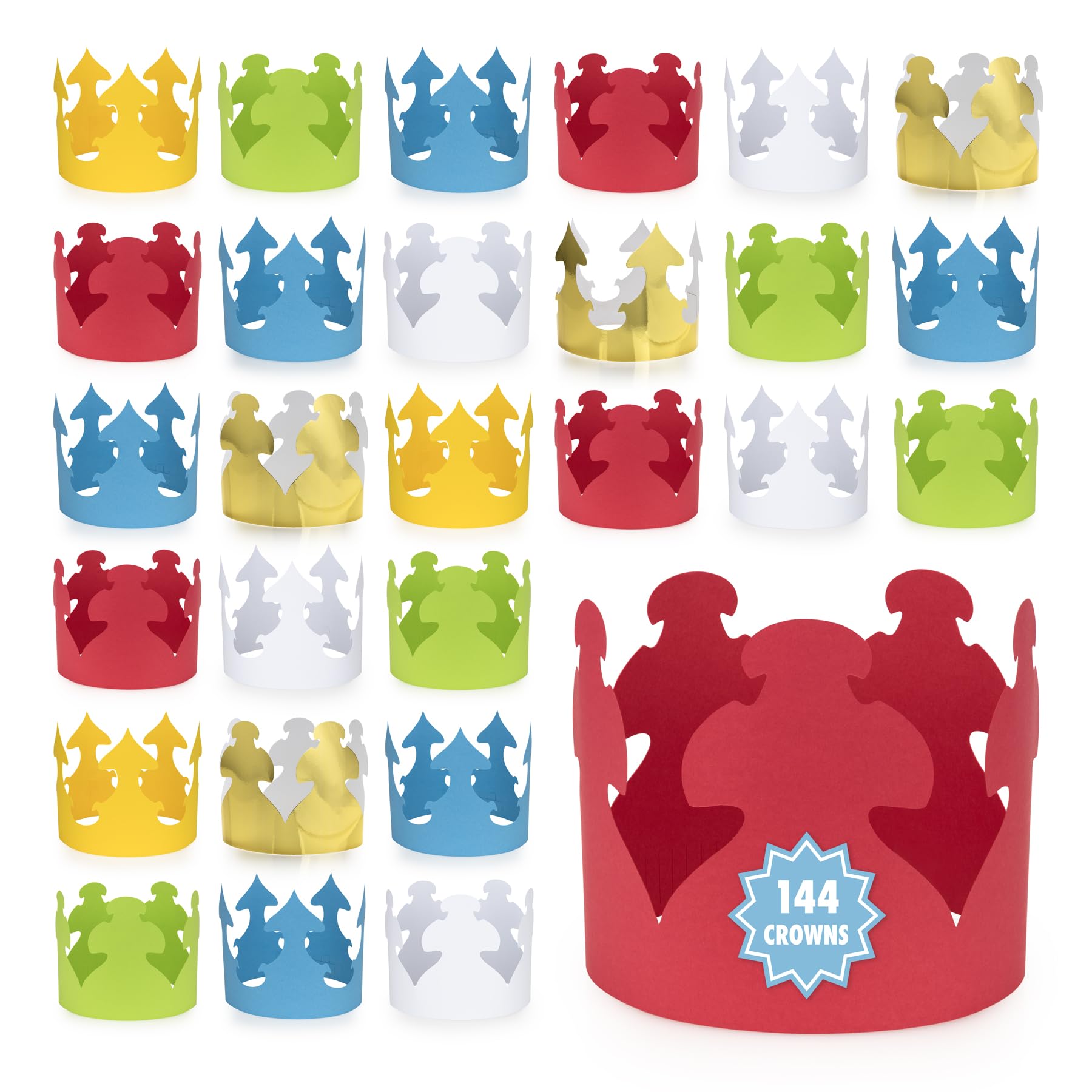 Paquete De 144 Coronas De Papel Hygloss, Multicolor, Para Fiestas Infantiles - Venta Internacional.