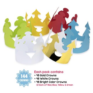 Foto 5 | Paquete De 144 Coronas De Papel Hygloss, Multicolor, Para Fiestas Infantiles - Venta Internacional.