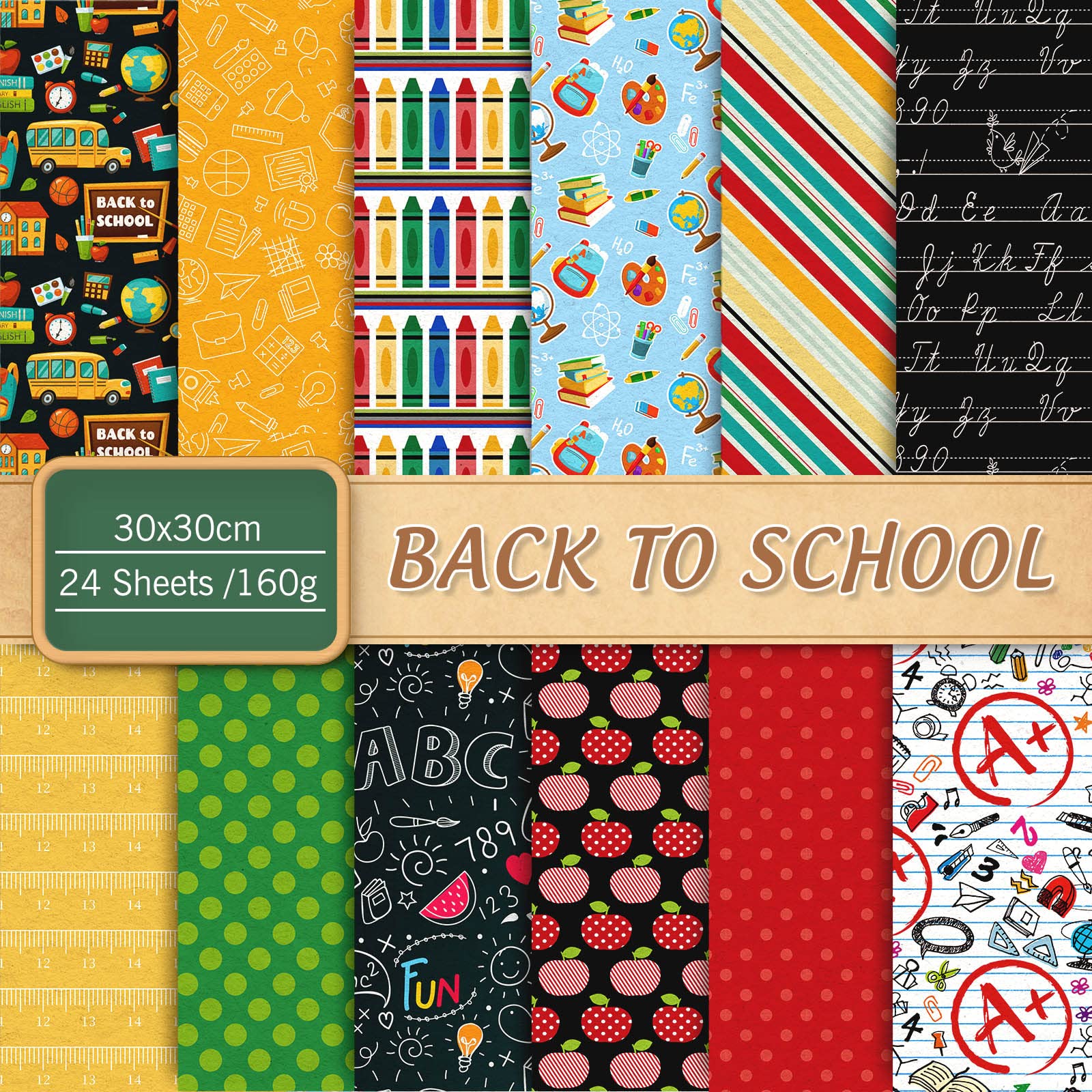 Foto 2 pulgar | Papel Especial Para Álbumes De Recortes Whaline Back To School, 30 X 30 Cm - Venta Internacional.