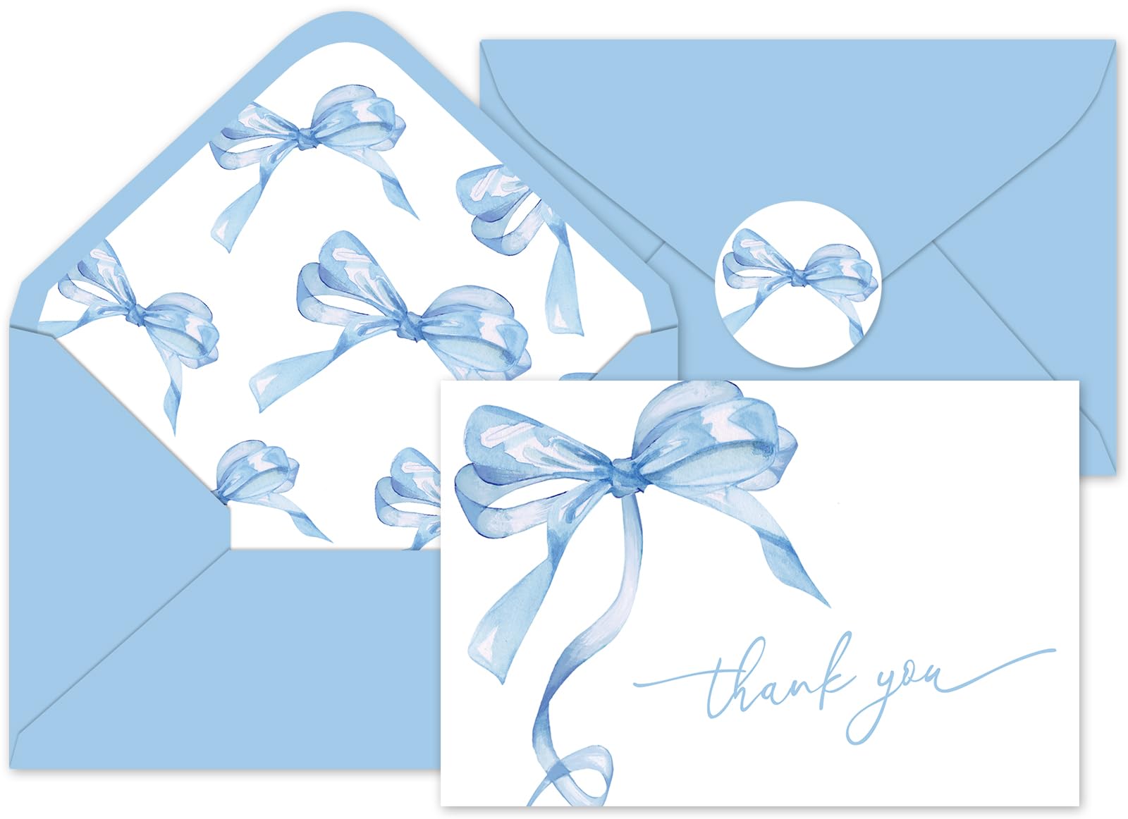 Foto 2 pulgar | Tarjetas De Agradecimiento Con Lazo Azul Ballena Con Sobres Y Pegatinas, 24 Unidades - Venta Internacional.