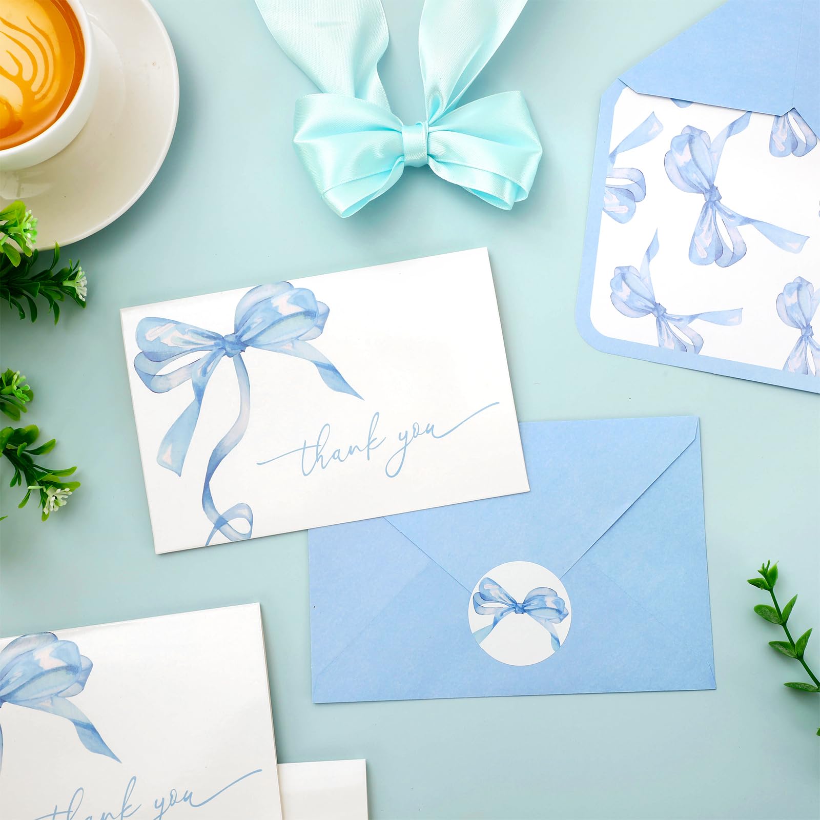 Foto 4 pulgar | Tarjetas De Agradecimiento Con Lazo Azul Ballena Con Sobres Y Pegatinas, 24 Unidades - Venta Internacional.