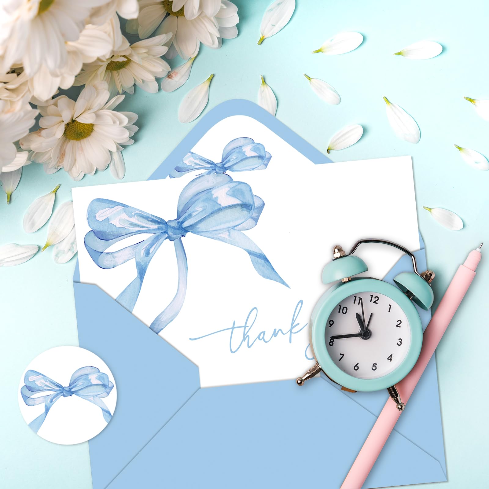 Foto 5 pulgar | Tarjetas De Agradecimiento Con Lazo Azul Ballena Con Sobres Y Pegatinas, 24 Unidades - Venta Internacional.