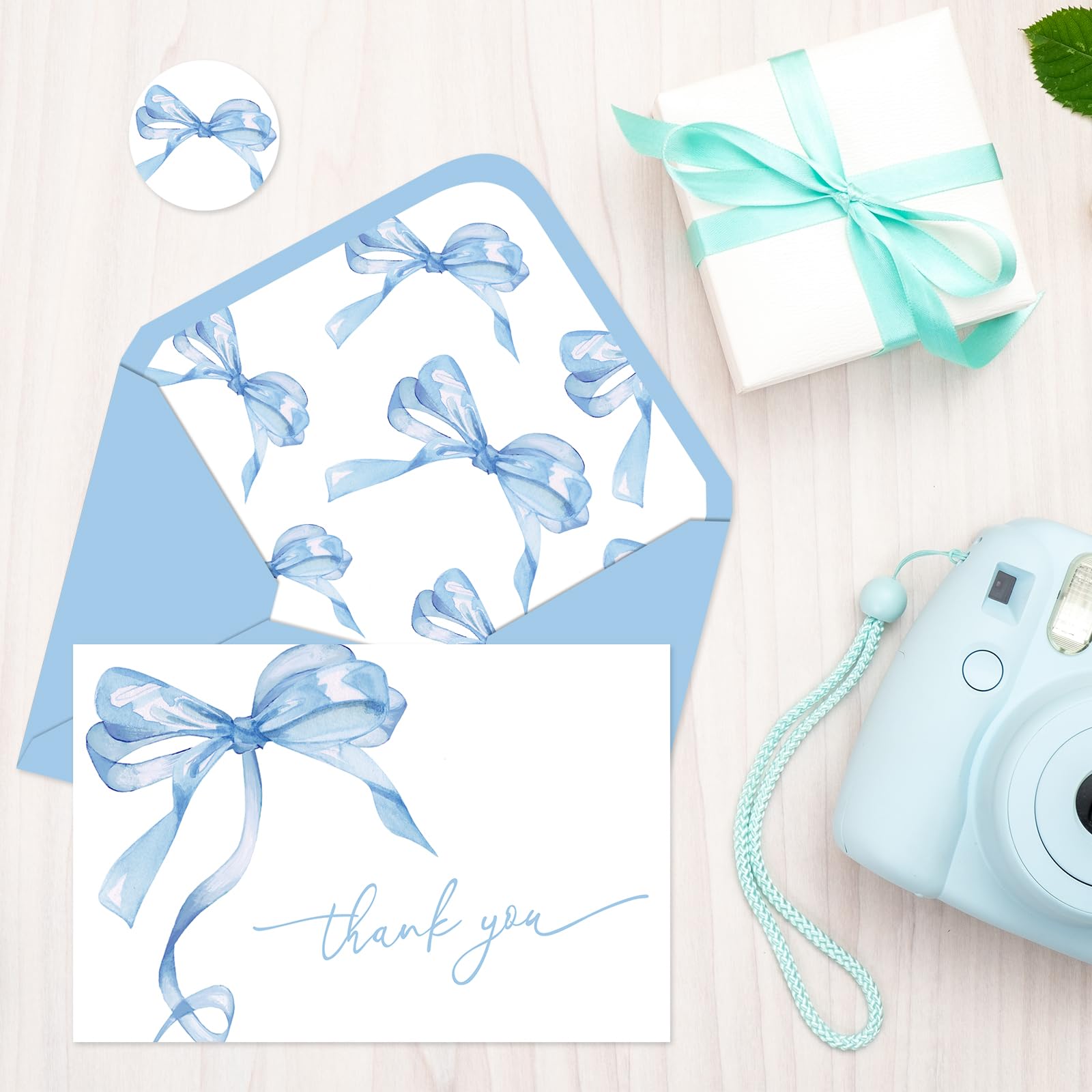 Foto 7 pulgar | Tarjetas De Agradecimiento Con Lazo Azul Ballena Con Sobres Y Pegatinas, 24 Unidades - Venta Internacional.