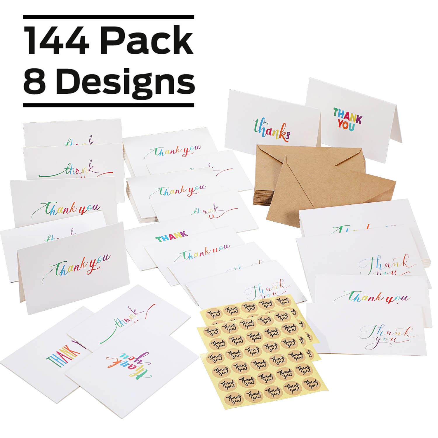 Foto 2 | Tarjetas De Agradecimiento Ohuhu 144 A Granel Con Sobres Y Pegatinas - Venta Internacional.