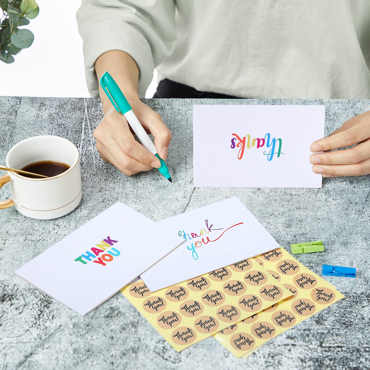 Foto 5 pulgar | Tarjetas De Agradecimiento Ohuhu 144 A Granel Con Sobres Y Pegatinas - Venta Internacional.