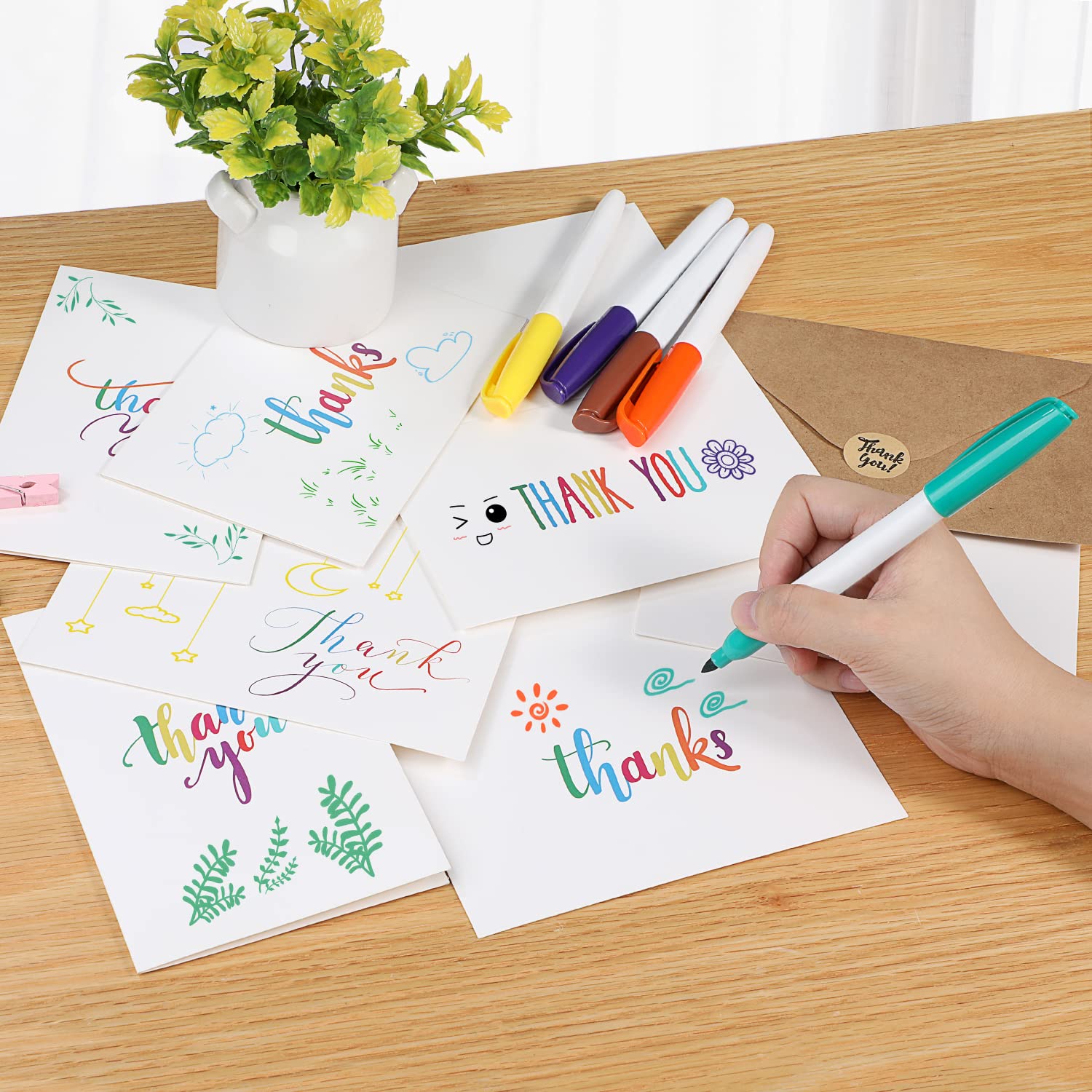 Foto 5 | Tarjetas De Agradecimiento Ohuhu 144 A Granel Con Sobres Y Pegatinas - Venta Internacional.