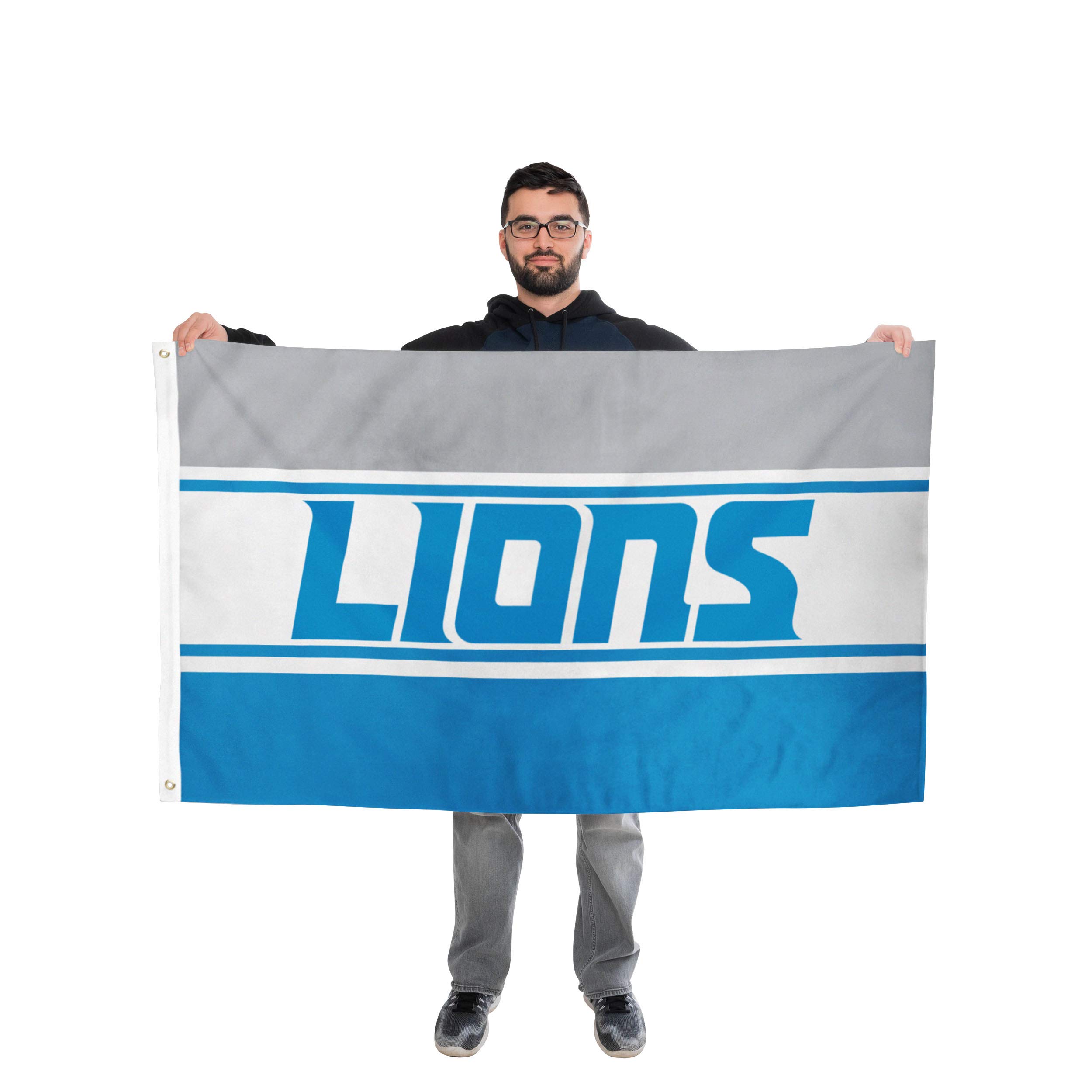 Foto 4 pulgar | Bandera Foco Detroit Lions Nfl Horizontal 150 Cm X 90 Cm - Venta Internacional.