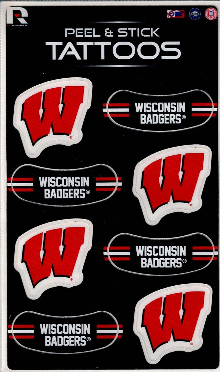 Foto 2 pulgar | Tatuajes Temporales Rico Industries Ncaa Wisconsin Badgers - Venta Internacional.