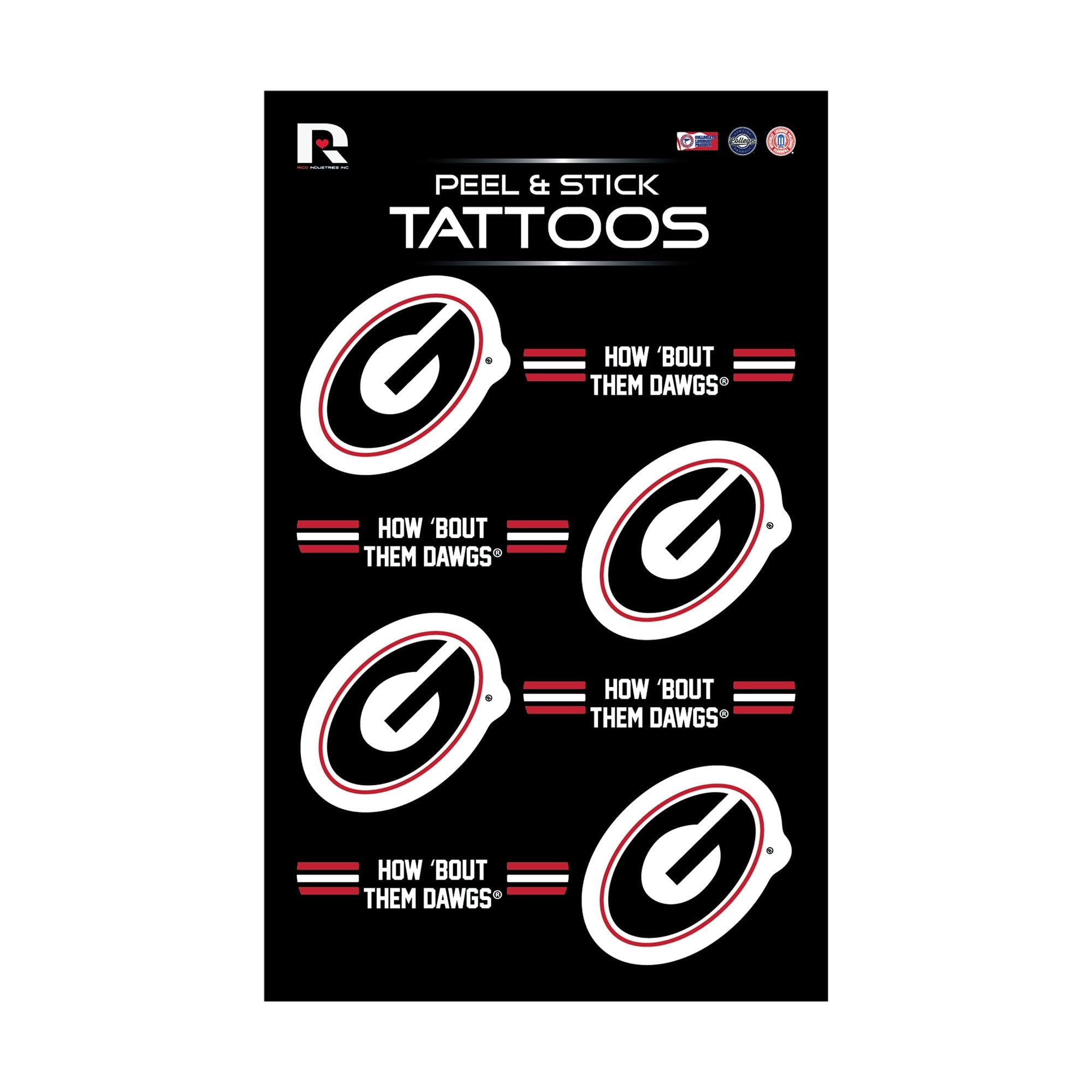 Foto 2 pulgar | Tatuajes Temporales Rico Industries Ncaa Georgia Bulldogs - Venta Internacional.