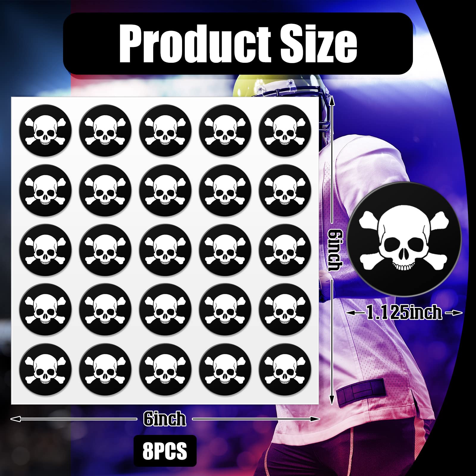 Foto 4 pulgar | Calcomanías Leinuosen Skull Youth Football Baseball - Venta Internacional.