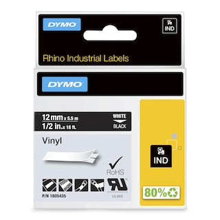 Foto 1 | Etiquetas Industriales De Vinilo Dymo Rhino 1/2 Pulgada Blancas Sobre Negras - Venta Internacional.