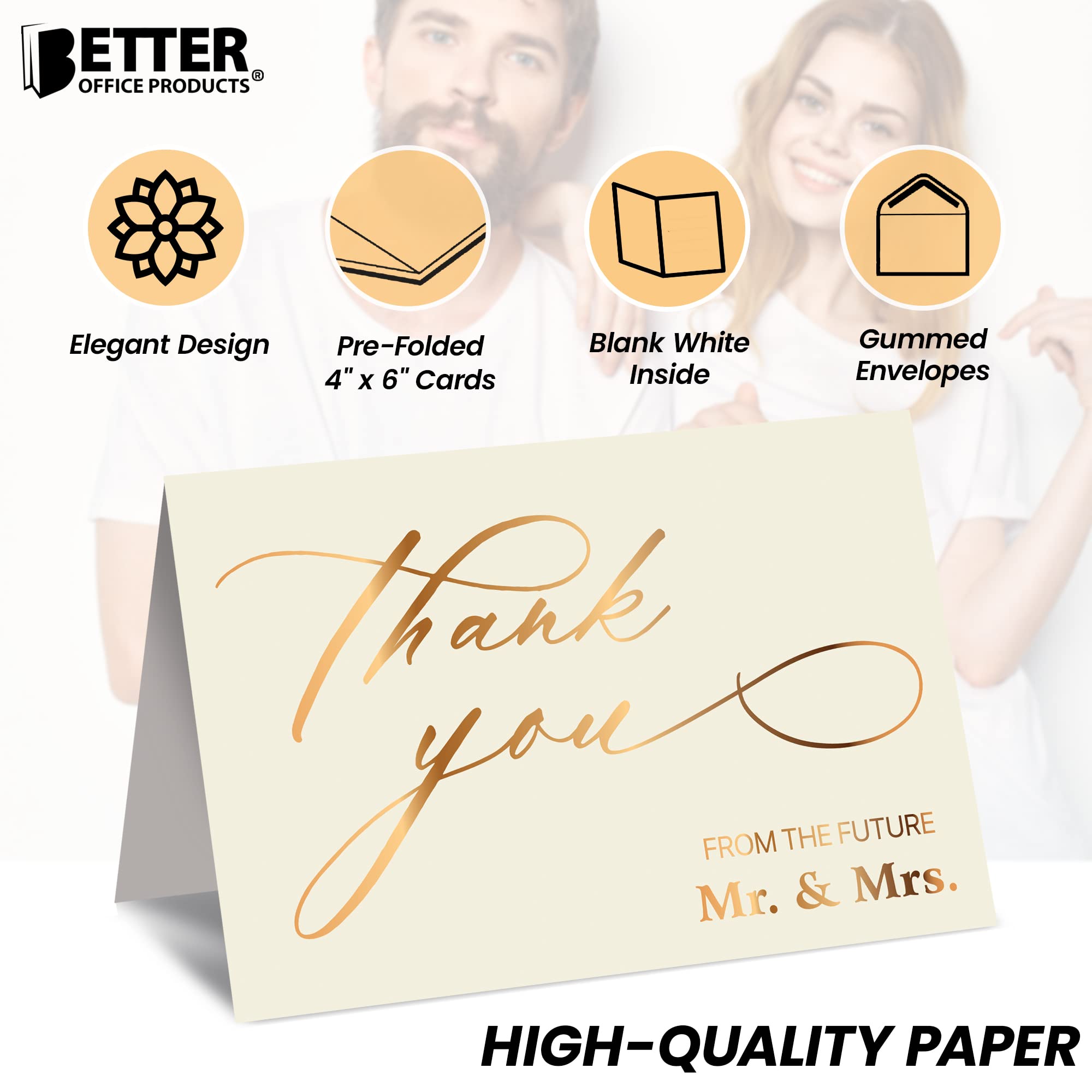 Foto 4 pulgar | Tarjetas De Agradecimiento Better Office Products  Paquete De 50 Unidades  Color Dorado Metalizado - Venta Internaciona