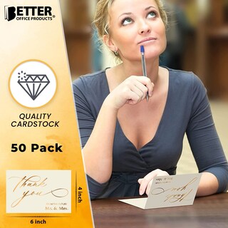 Foto 5 | Tarjetas De Agradecimiento Better Office Products Paquete De 50 Unidades Color Dorado Metalizado - Venta Internaciona