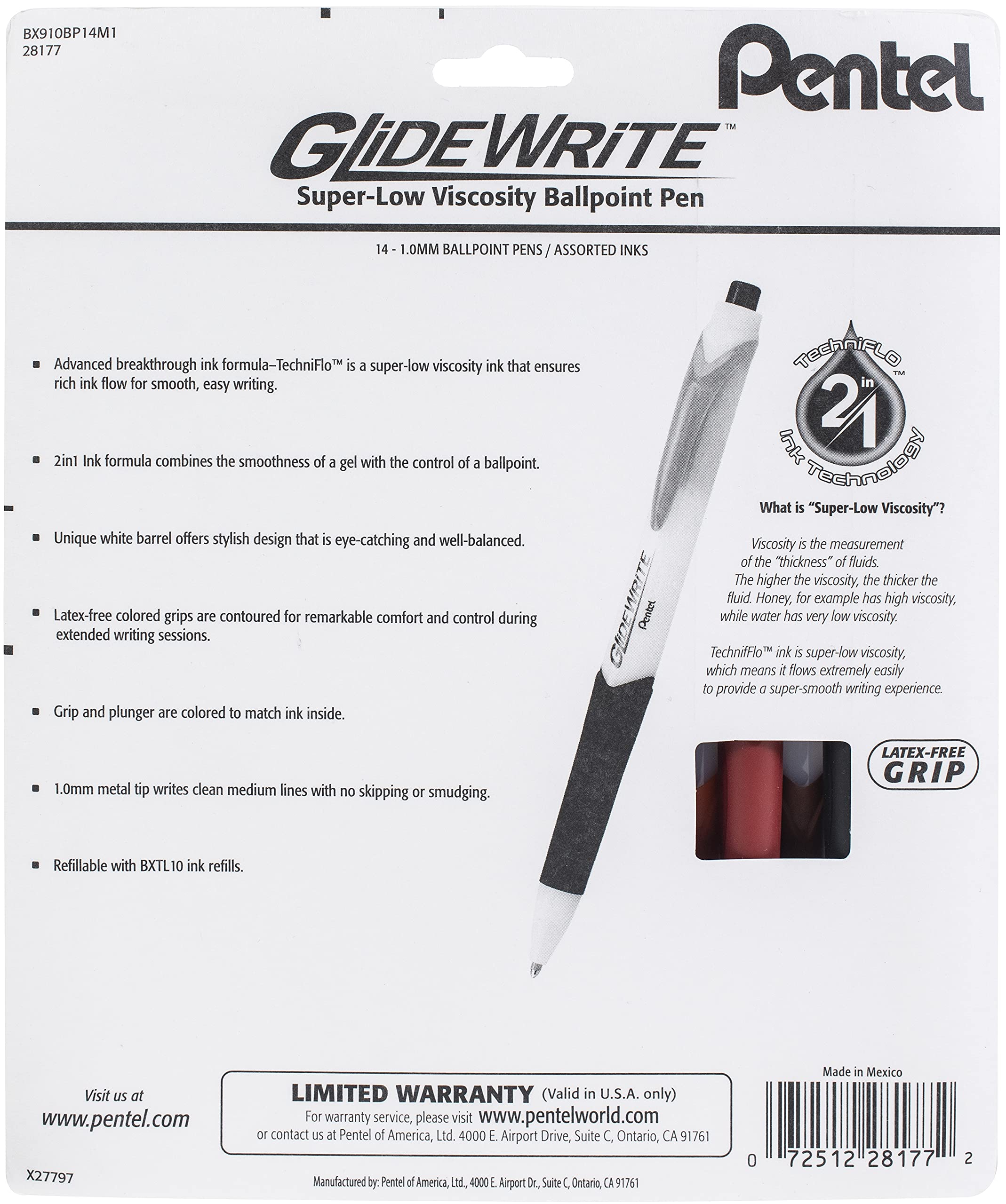 Foto 4 pulgar | Venta Internacional - Bolígrafo Pentel Glidewrite De 1.0 Mm