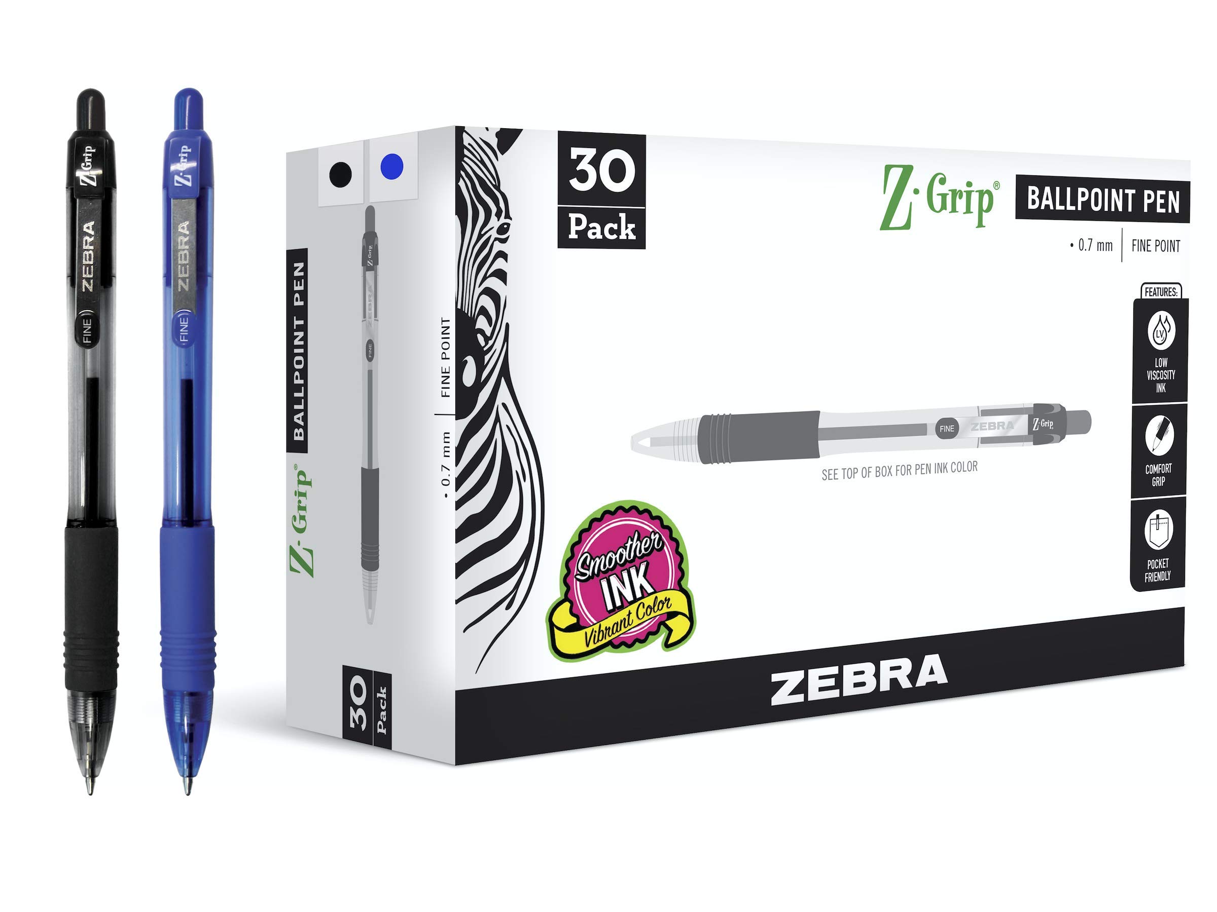 Foto 2 pulgar | Bolígrafo Zebra Pen Z-Grip Paquete de 30 Punta Fina 0,7mm